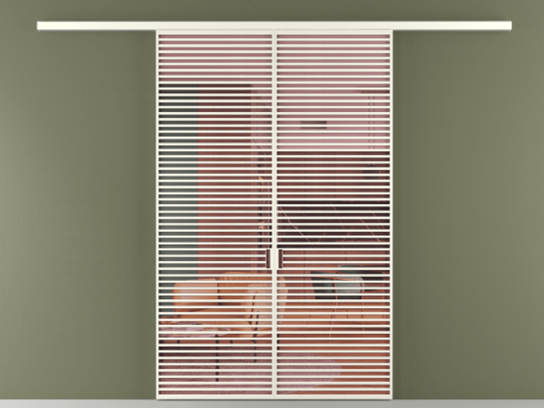 Перегородка Formato вдоль стены 2 створки АЛПР 040.07 Алюминий жемчужный Прозрачное розовое стекло, триплекс Цена 17900 AZE | Volhovec