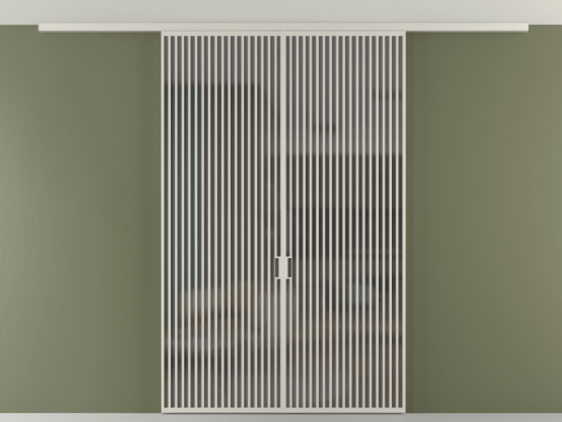 Перегородка Формато вдоль стены на потолок 2 створки АЛПР 040.06 Алюминий тёплый серый Сатинированное серое стекло, триплекс Цена 23120 AZE | Volhovec