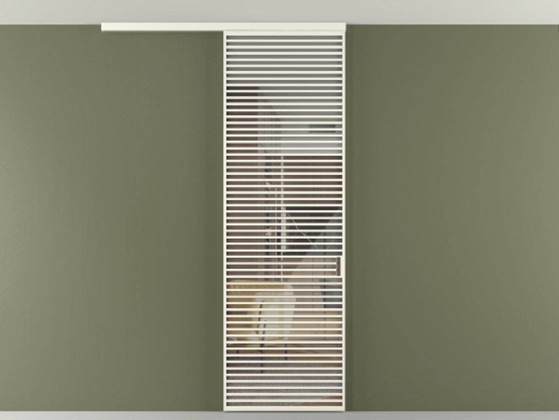 Перегородка Формато вдоль стены на потолок 1 створка АЛПР 040.07 Алюминий жемчужный Рефлективное прозрачное стекло "Стопсол", калёное Цена 10090 AZE | Volhovec