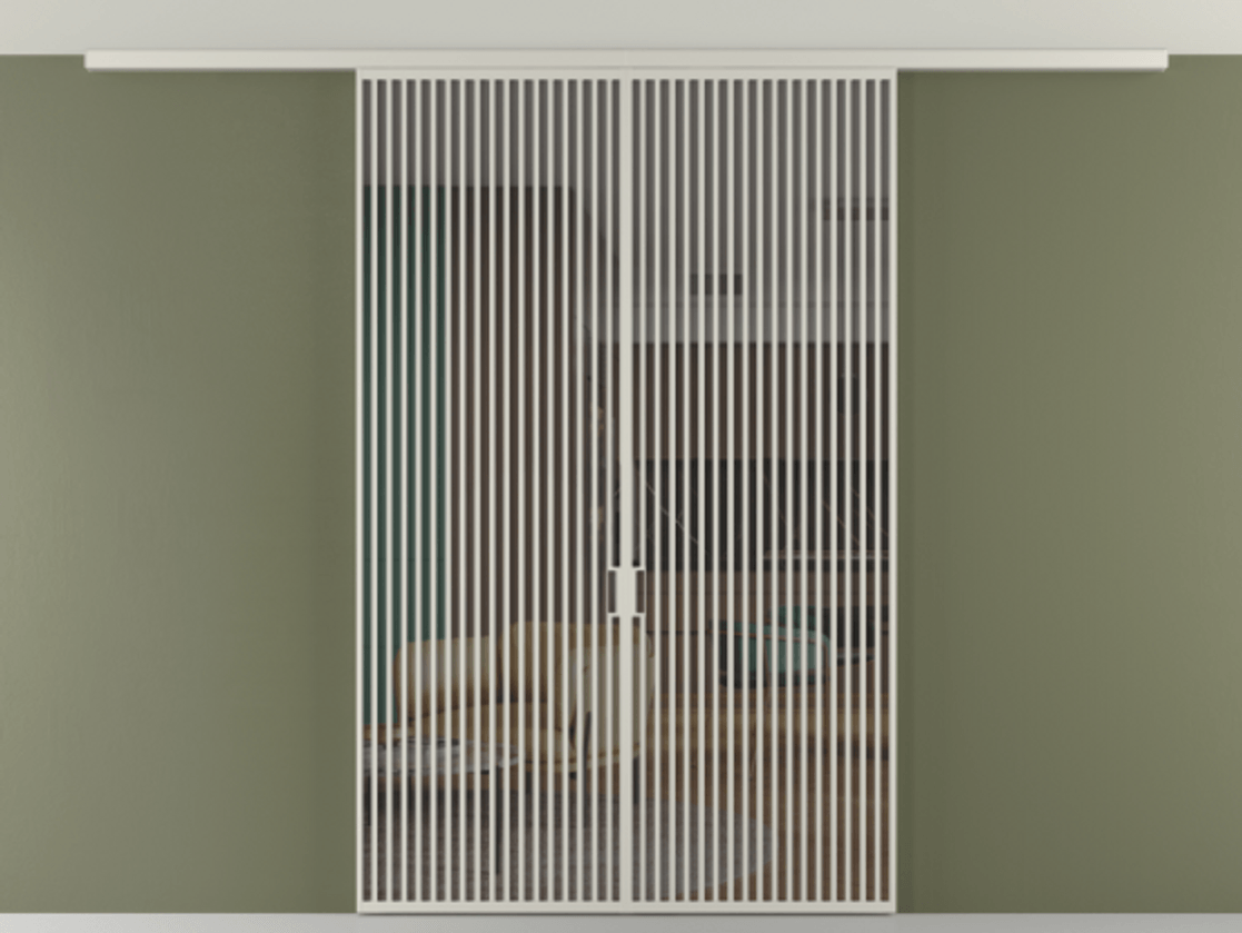 Перегородка Формато вдоль стены на потолок 2 створки АЛПР 040.06 Алюминий тёплый серый Прозрачное серое стекло, триплекс Цена 23120 AZE | Volhovec