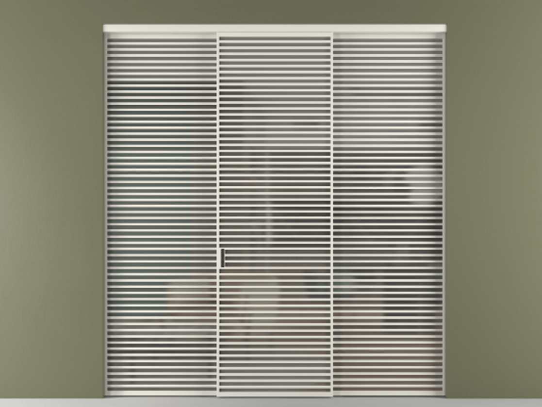 Перегородка Формато внутри проёма 3 створки АЛПР 040.07 Алюминий Белый Сатинированное серое стекло, триплекс Цена 22830 AZE | Volhovec