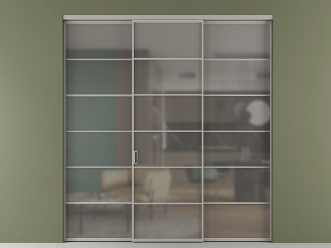 Перегородка Формато внутри проёма 3 створки АЛПР 040.04 Алюминий нейтральный серый Сатинированное серое стекло, триплекс. Цена 13280 AZE 1. Полотно 3 шт. (800/2100 мм)
2. Комплект установки раздвижной системы
3. Базовый комплект фурнитуры
4.Ручка Рондо. Фабрика дверей Волховец 8 (800) 551 43 19 Перегородка Формато внутри проёма 3 створки АЛПР 040.04 Алюминий нейтральный серый Сатинированное серое стекло, триплекс Цена 13280 AZE | Volhovec