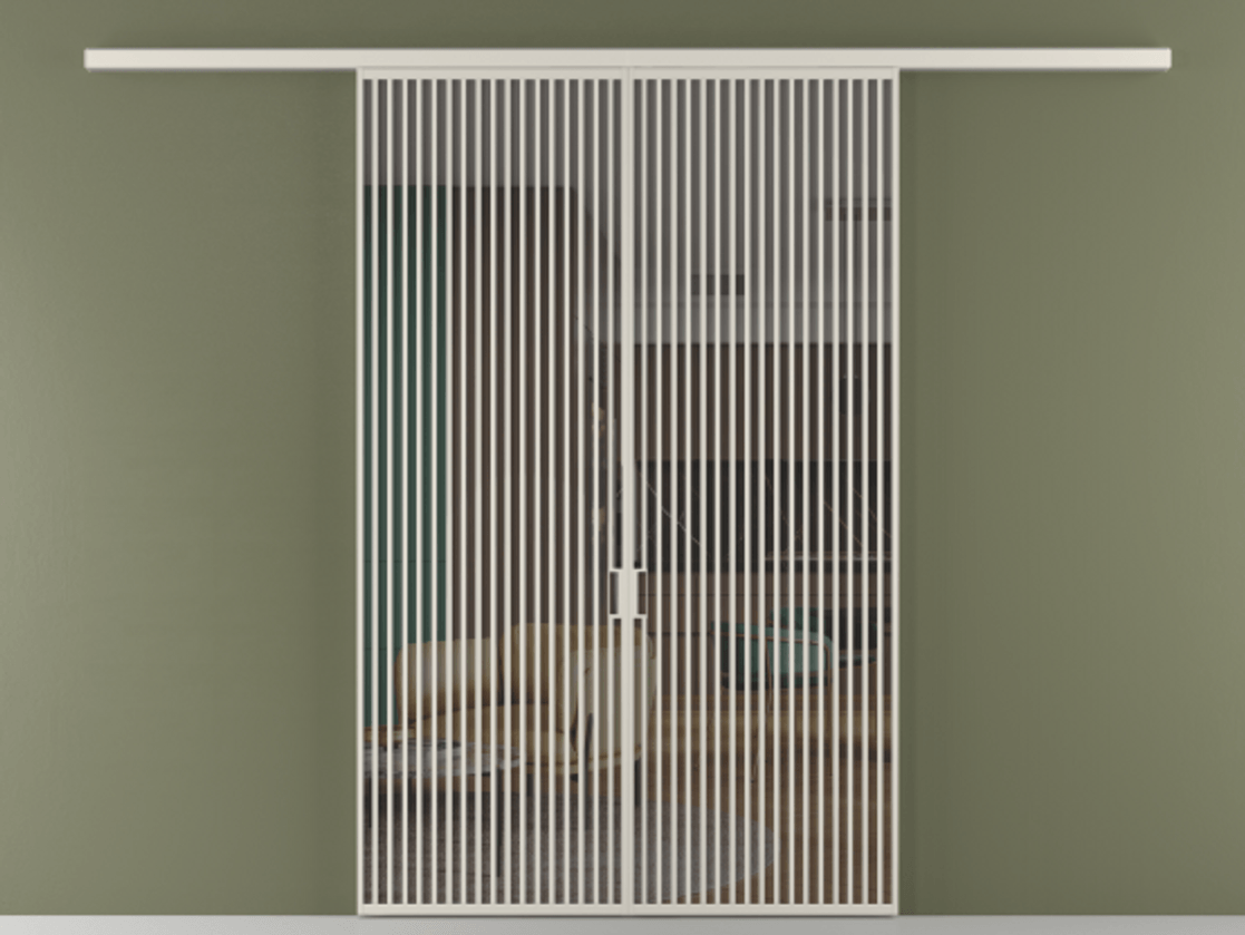 Перегородка Formato вдоль стены 2 створки АЛПР 040.06 Алюминий облачно-серый Прозрачное серое стекло, триплекс Цена 22360 AZE | Volhovec