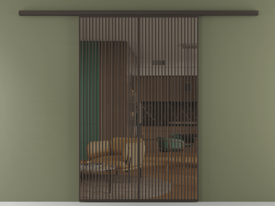 Перегородка Формато вдоль стены 2 створки АЛПР 040.06 Алюминий антрацит Прозрачное бронзовое стекло, триплекс Цена 17850 AZE | Volhovec