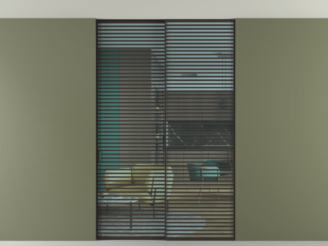 Перегородка Формато внутри проёма скрытое крепление в потолок 2 створки АЛПР 040.07 Алюминий антрацит Прозрачное голубое стекло, триплекс Цена 21400 AZE | Volhovec