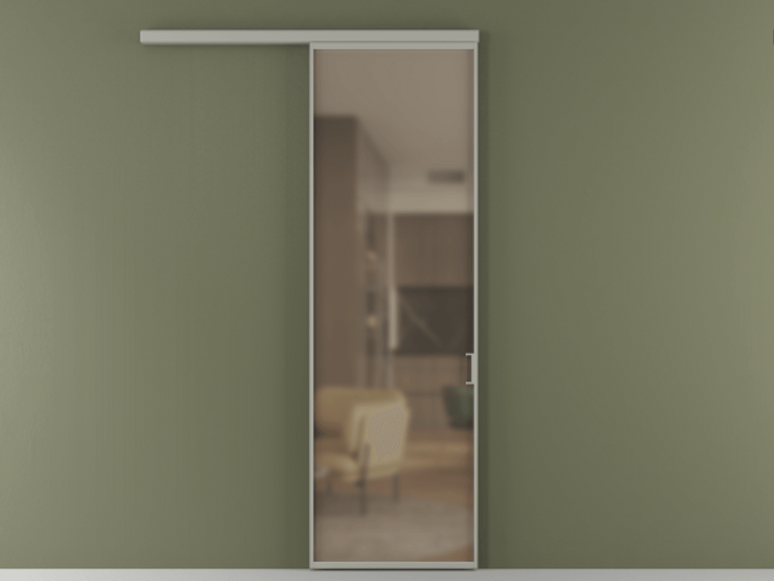 Перегородка Formato вдоль стены 1 створка АЛПР 040.01 Алюминий нейтральный серый Сатинированное бронзовое стекло, триплекс Цена 686270 AMD  | Volhovec