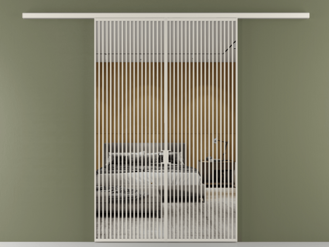 Перегородка Формато вдоль стены 2 створки АЛПР 040.06 Алюминий облачно-серый Двустороннее зеркало, триплекс , триплекс 6 мм Цена 17850 AZE | Volhovec