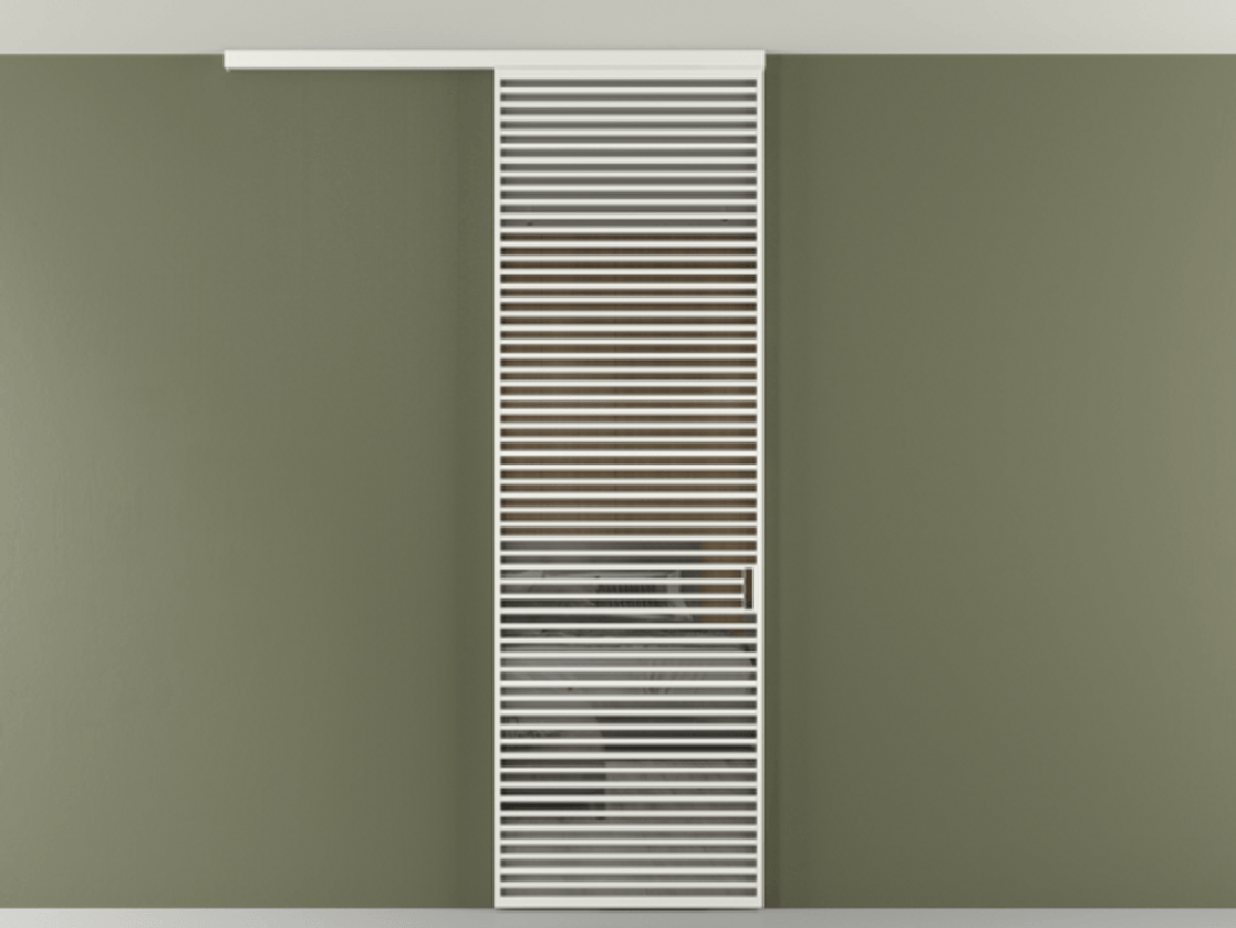 Перегородка Формато вдоль стены на потолок 1 створка АЛПР 040.07 Алюминий светло-серый Рефлективное серое стекло "Стопсол", калёное Цена 12160 AZE | Volhovec