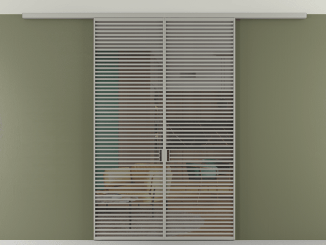 Перегородка Формато вдоль стены на потолок 2 створки АЛПР 040.07 Алюминий нейтральный серый Прозрачное серое стекло, триплекс Цена 19150 AZE | Volhovec