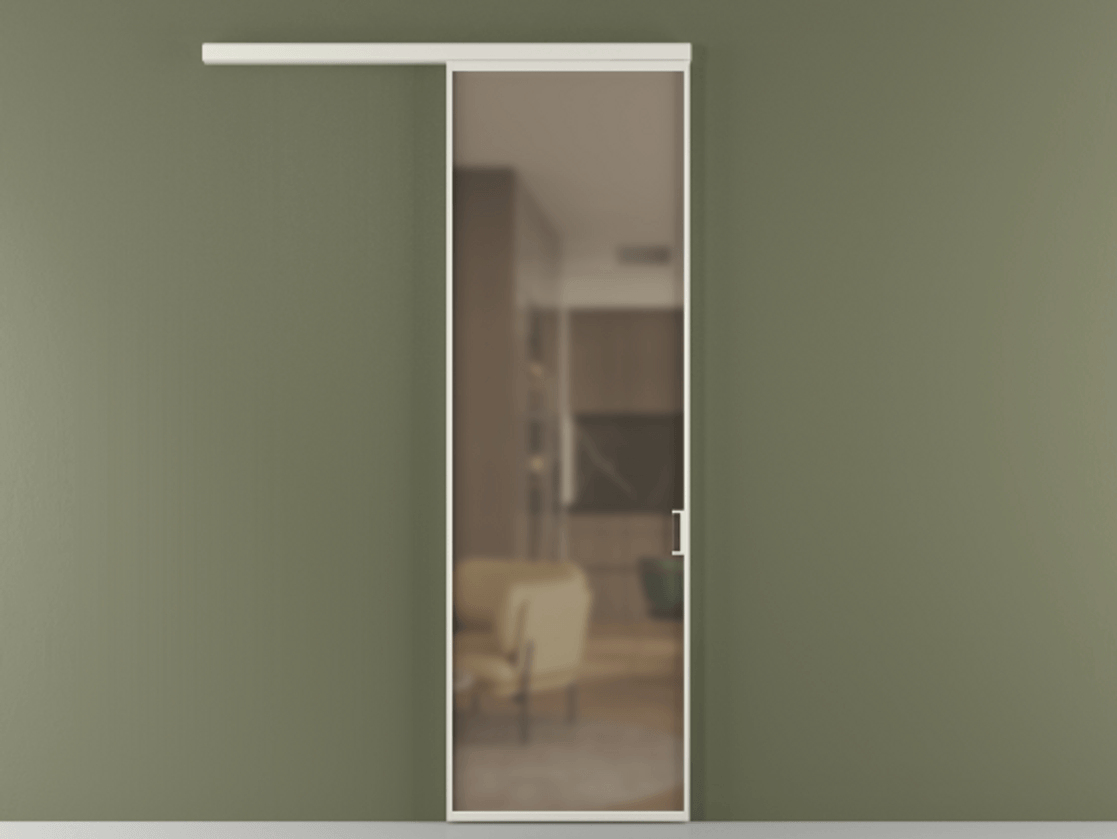 Перегородка Formato вдоль стены одностворчатая АЛПР 040.01 Алюминий Белый Сатинированное бронзовое стекло, триплекс Цена 142310 сом  | Volhovec