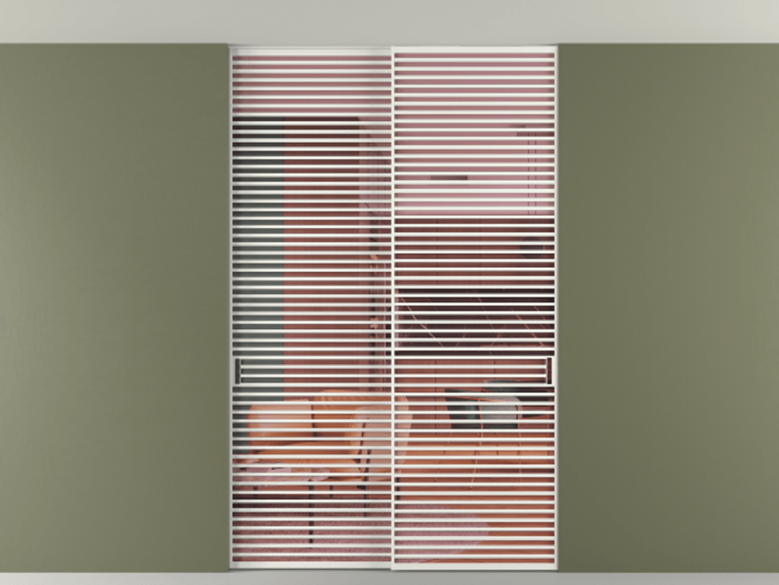 Перегородка Формато внутри проёма скрытое крепление в потолок 2 створки АЛПР 040.07 Алюминий светло-серый Прозрачное розовое стекло, триплекс Цена 21400 AZE | Volhovec