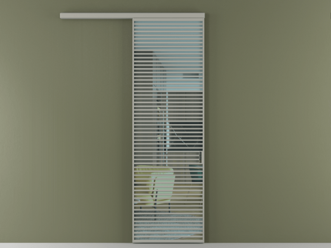 Перегородка Formato вдоль стены 1 створка АЛПР 040.07 Алюминий нейтральный серый Прозрачное голубое стекло, триплекс Цена 9600 AZE  | Volhovec