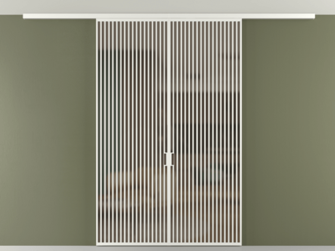 Перегородка Формато вдоль стены на потолок 2 створки АЛПР 040.06 Алюминий светло-серый Сатинированное бронзовое стекло, триплекс Цена 23120 AZE | Volhovec