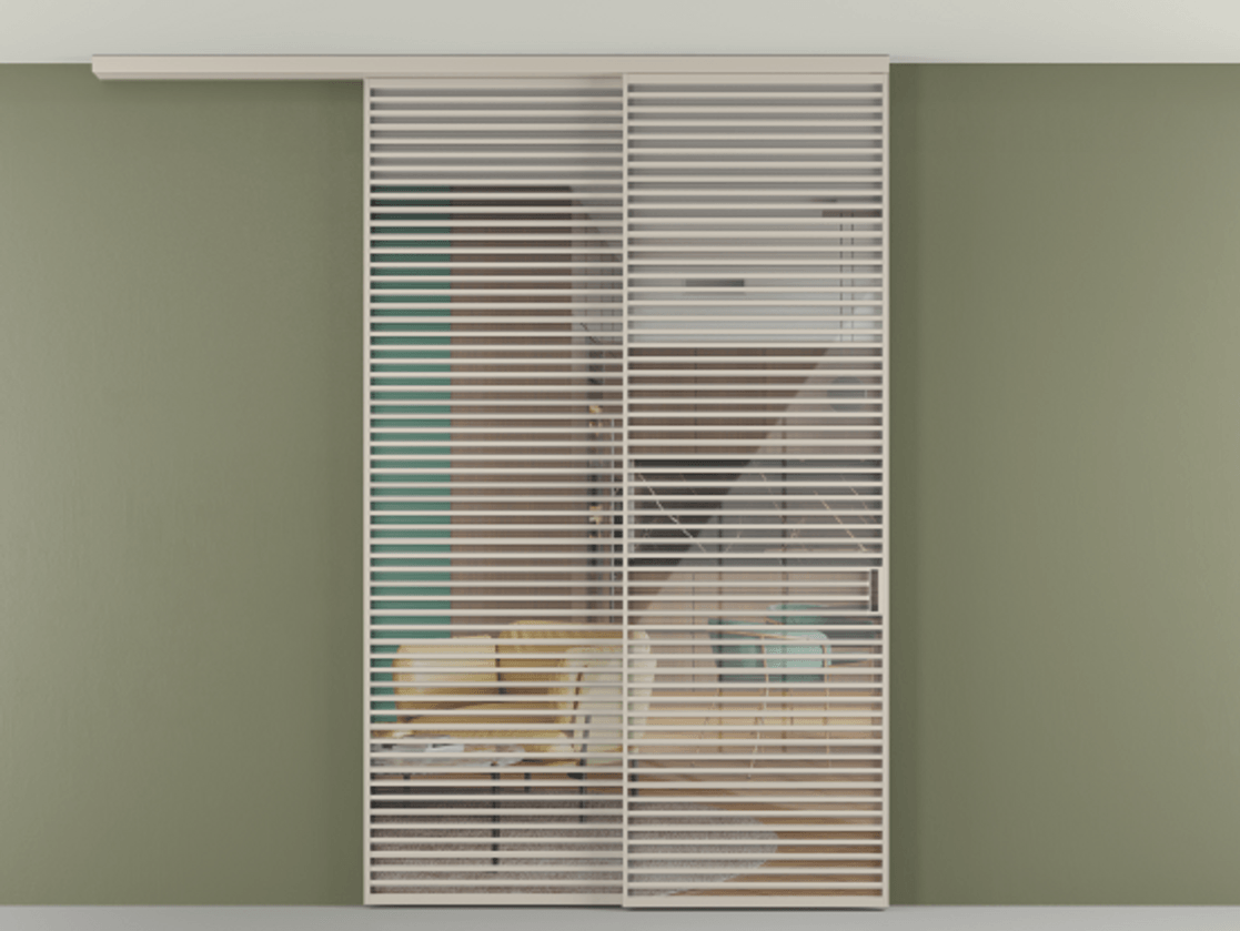 Перегородка Формато вдоль стены на потолок 2 створки с синхронным механизмом АЛПР 040.07 Алюминий светло-бежевый Рефлективное прозрачное стекло "Стопсол", калёное. Цена 24150 AZE 1. Полотно 2 шт. (800/2100 мм)
2. Комплект установки раздвижной системы
3. Базовый комплект фурнитуры
4.Ручка Рондо. Фабрика дверей Волховец 8 (800) 551 43 19 Перегородка Формато вдоль стены на потолок 2 створки с синхронным механизмом АЛПР 040.07 Алюминий светло-бежевый Рефлективное прозрачное стекло "Стопсол", калёное Цена 24150 AZE | Volhovec