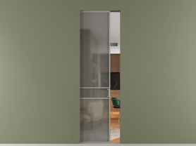 Алюминевая перегородка АЛПР 040.02 МНСР Серый сатин триплекс. Цвет Алюминий нейтральный серый. Материал Алюминий в эмали. Коллекция Перегородка Formato скрытый пенал одностворчатая. Картинка.