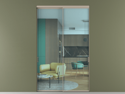 Алюминевая перегородка АЛПР 040.01_АБСК_ПРОЗ ГОЛ_new. Цвет Алюминий бисквитный. Материал Алюминий в эмали. Коллекция Перегородка Formato внутри проёма двустворчатая. Картинка.