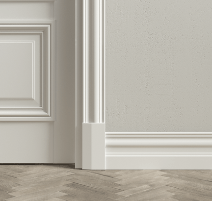 Плинтус Плинтус Высокий классический. Цвет Бук белоснежный. Коллекция Плинтус Высокий классический. Картинка.