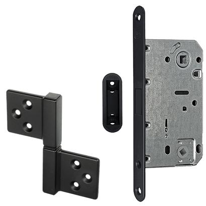 Фурнитура для дверей Комплект фурнитуры с квадратным сечением. Цвет Чёрный. Коллекция Комплект фурнитуры с квадратным сечением. Картинка.
