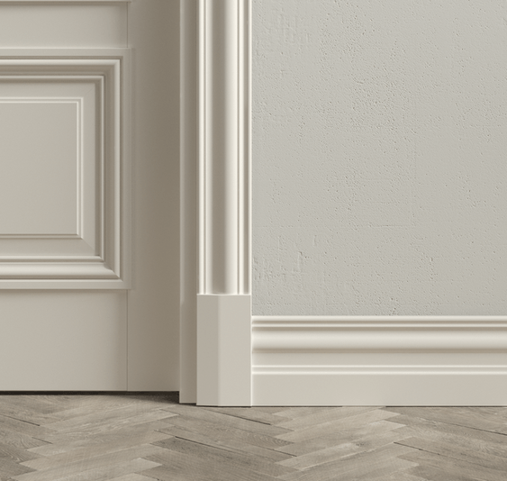 Плинтус Плинтус Высокий классический. Цвет Матовый пудровый белый. Коллекция Плинтус Высокий классический. Картинка.