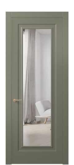 Дверь межкомнатная АКП 8403 МОТ Матовый оливковый тёмный Зеркало. Цвет Матовый оливковый тёмный. Материал Гладкая эмаль. Коллекция Mascot. Картинка.