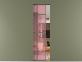 Алюминевая перегородка АЛПР 040.05 МОТ САТ РОЗ. Цвет Алюминий оливковый тёмный. Материал Алюминий в эмали. Коллекция Перегородка Formato скрытый пенал 1 створка. Картинка.