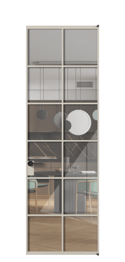 Дверь межкомнатная АЛПЛ040.05 АСБЖ Алюминий светло-бежевый Stopsol Clear прозрачное. Цвет Алюминий светло-бежевый. Материал Алюминий в эмали. Коллекция Formato. Картинка.