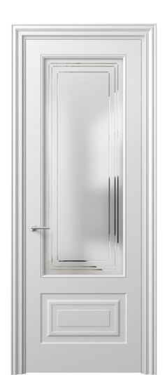 Дверь межкомнатная 8442 МБЛ Сатин с гравировкой Mascot. Цвет Матовый белоснежный. Материал Гладкая эмаль. Коллекция Mascot. Картинка.