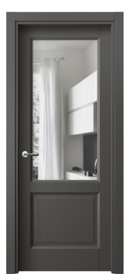 Дверь межкомнатная 1422 ПЭГФ Прозрачное стекло. Цвет ПЭТ графитовый. Материал ПЭТ. Коллекция Galant. Картинка.