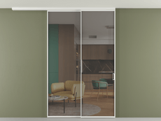 Перегородка Формато вдоль стены на потолок 2 створки с синхронным механизмом