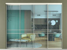 Перегородка Formato внутри проёма 4 створки с синхронным механизмом