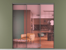 Перегородка Formato внутри проёма 3 створки с синхронным механизмом