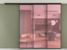 Перегородка Formato вдоль стены на потолок 3 створки с синхронным механизмом