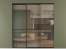 Перегородка Formato внутри проёма 3 створки с синхронным механизмом