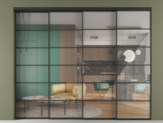 Перегородка Formato внутри проёма 4 створки с синхронным механизмом