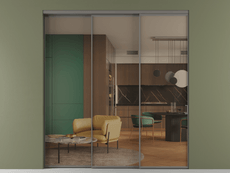 Перегородка Formato внутри проёма 3 створки с синхронным механизмом