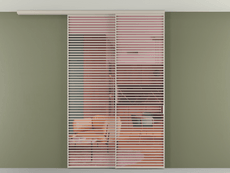 Перегородка Формато вдоль стены на потолок 2 створки с синхронным механизмом