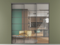 Перегородка Формато внутри проёма 3 створки с синхронным механизмом