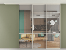 Перегородка Формато вдоль стены на потолок 3 створки с синхронным механизмом