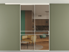 Перегородка Формато вдоль стены на потолок 2 створки с синхронным механизмом