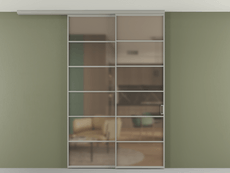 Перегородка Formato вдоль стены на потолок 2 створки с синхронным механизмом