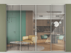 Перегородка Formato внутри проёма скрытое крепление в потолок 4 створки