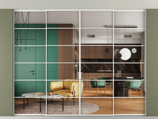 Перегородка Формато внутри проёма скрытое крепление в потолок 4 створки