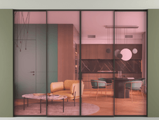 Перегородка Формато внутри проёма скрытое крепление в потолок 4 створки