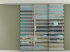 Перегородка Formato вдоль стены на потолок 3 створки с синхронным механизмом