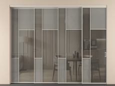 Перегородка Мозаик внутри проёма 4 створки с синхронным механизмом