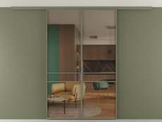 Перегородка Формато вдоль стены на потолок 2 створки