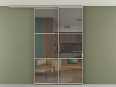 Перегородка Формато вдоль стены на потолок 2 створки с синхронным механизмом