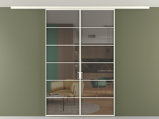 Перегородка Формато вдоль стены на потолок 2 створки