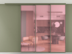 Перегородка Formato вдоль стены на потолок 3 створки с синхронным механизмом