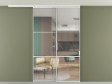 Перегородка Формато вдоль стены на потолок 2 створки с синхронным механизмом